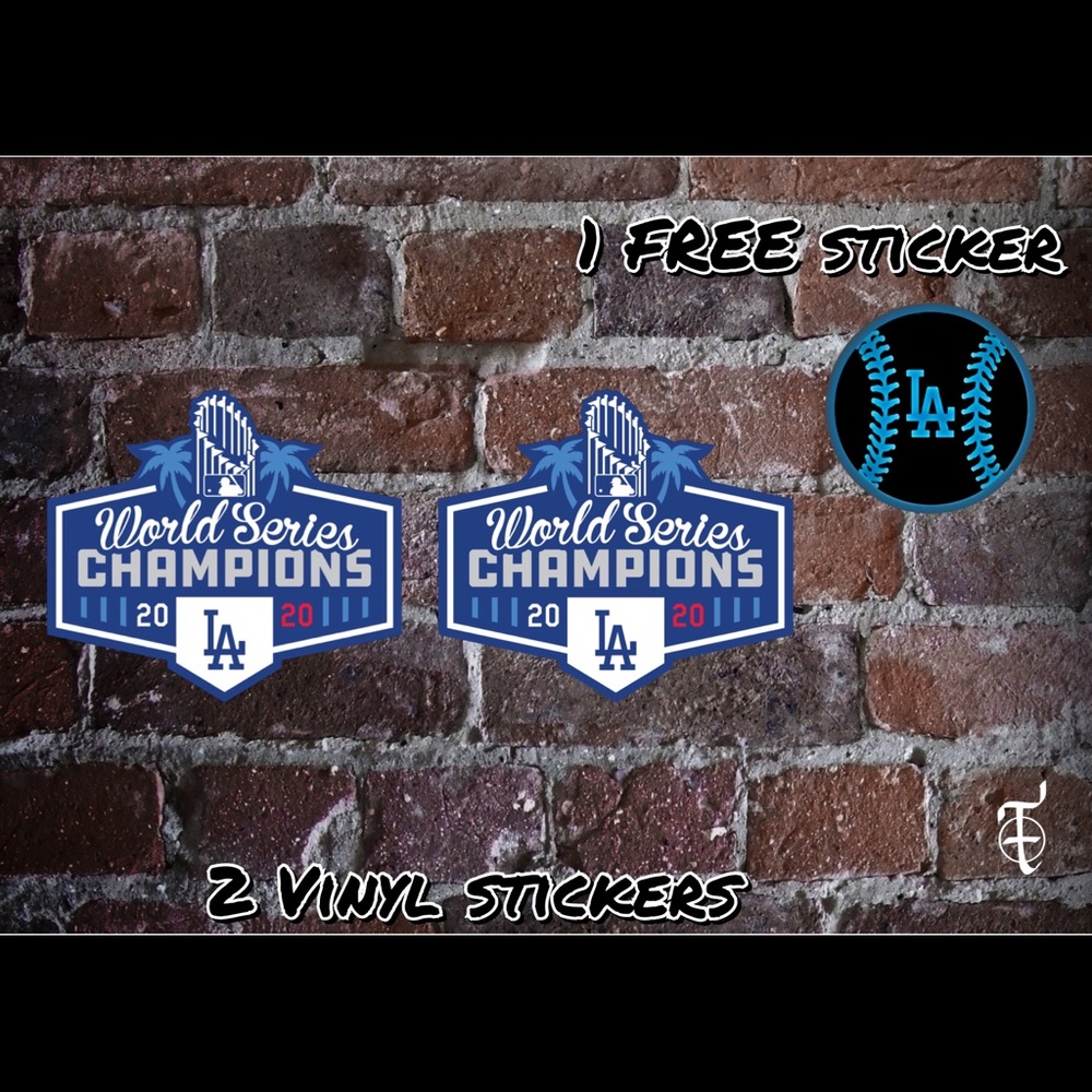 2 LA Dodgers MLB Color Baseball Vinyl Sticker  and 1 FREE Sticker
